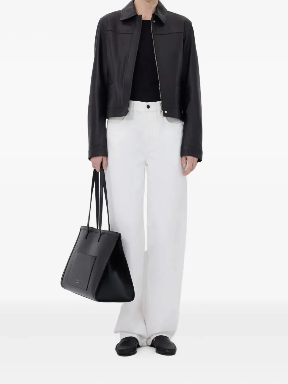 Ascot Leather Jacket in Black Mold Resistant Coating leggings