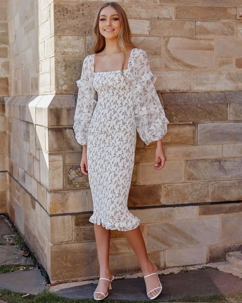 Evening Motion Soft Profile Ena Dress - White Floral