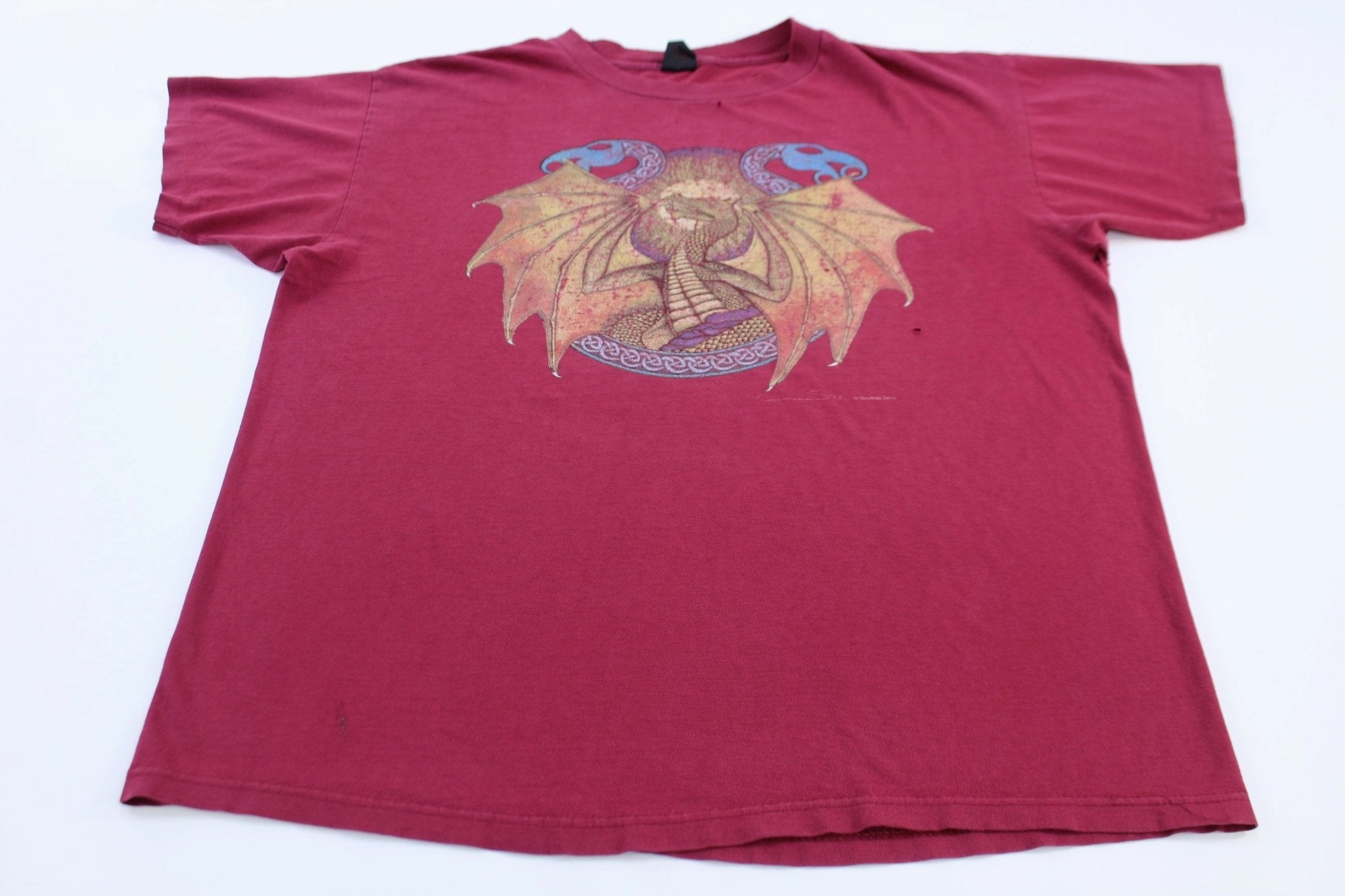 90's Fashion Victim Courtney Davis Dragon Graphic T-shirt Autumn Wear