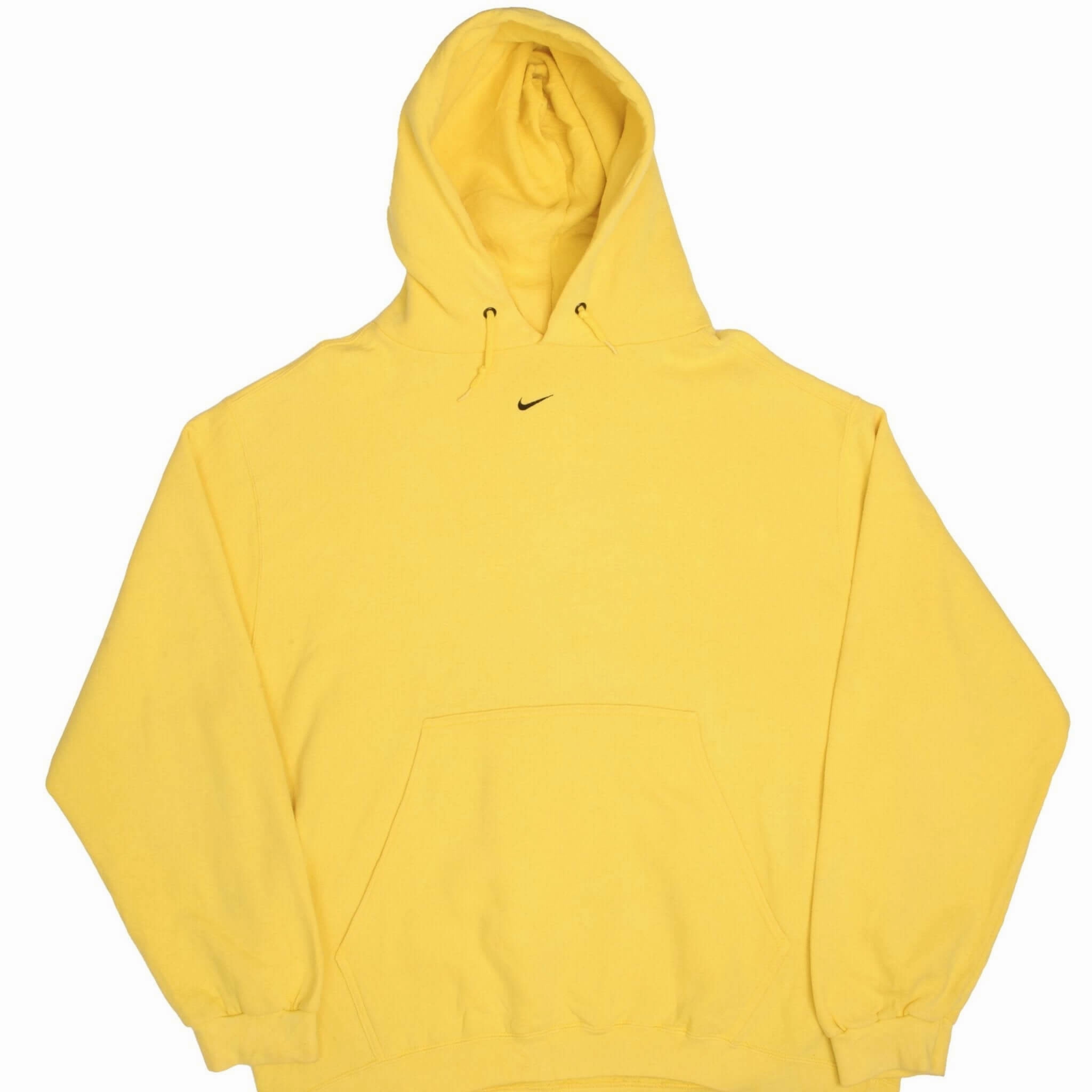 VINTAGE NIKE CENTER SWOOSH YELLOW TRAVIS SCOTT HOODIE 1990S XL MADE USA Antibacterial Concert wear