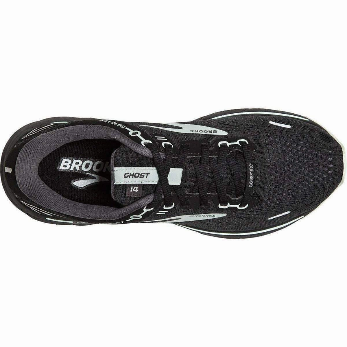 Brooks Ghost 14 GORE-TEX Womens Running Shoes - Black Kinetic - powered Microfiber Lining