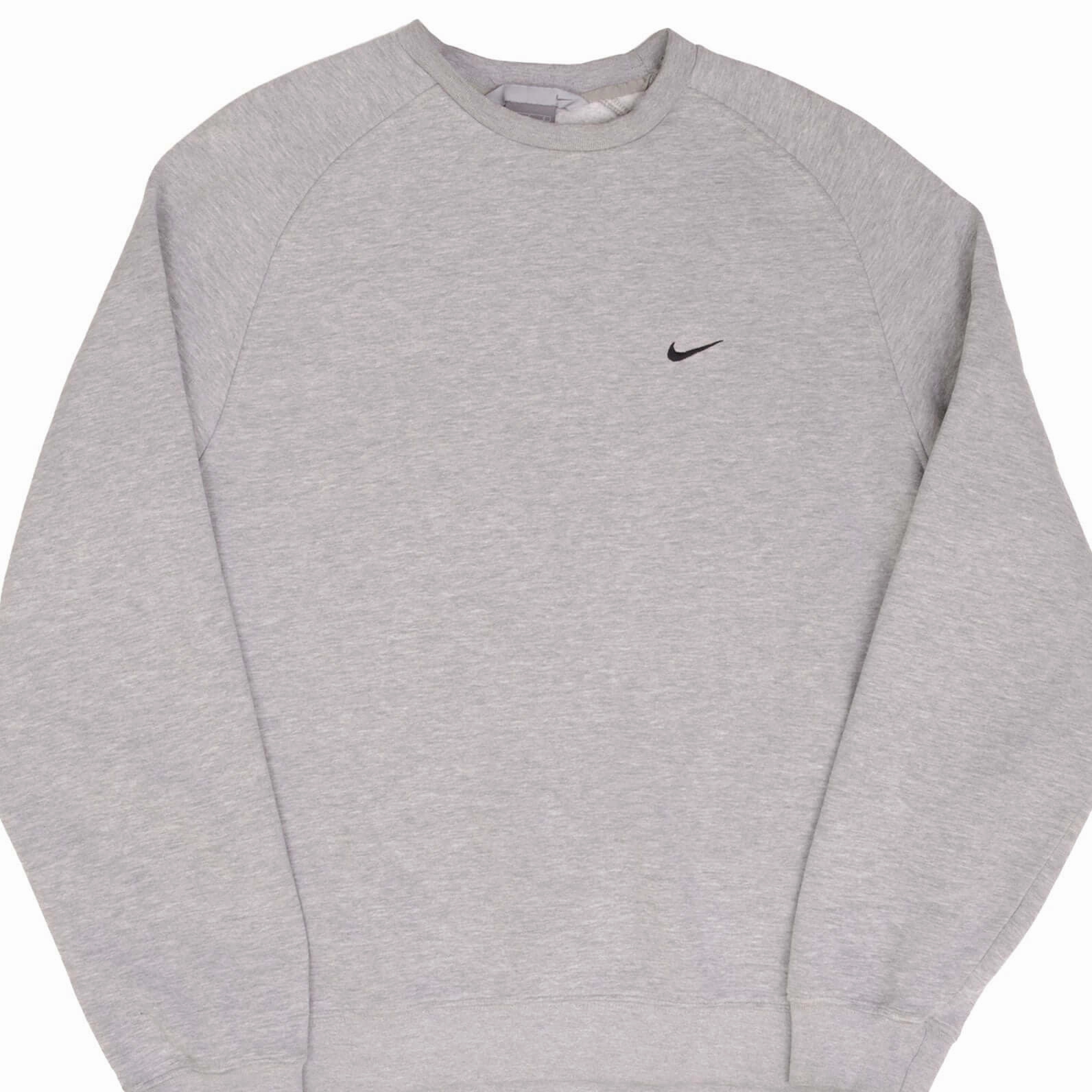 VINTAGE NIKE CLASSIC SWOOSH GRAY SWEATSHIRT 2000S SIZE LARGE right for beach trips