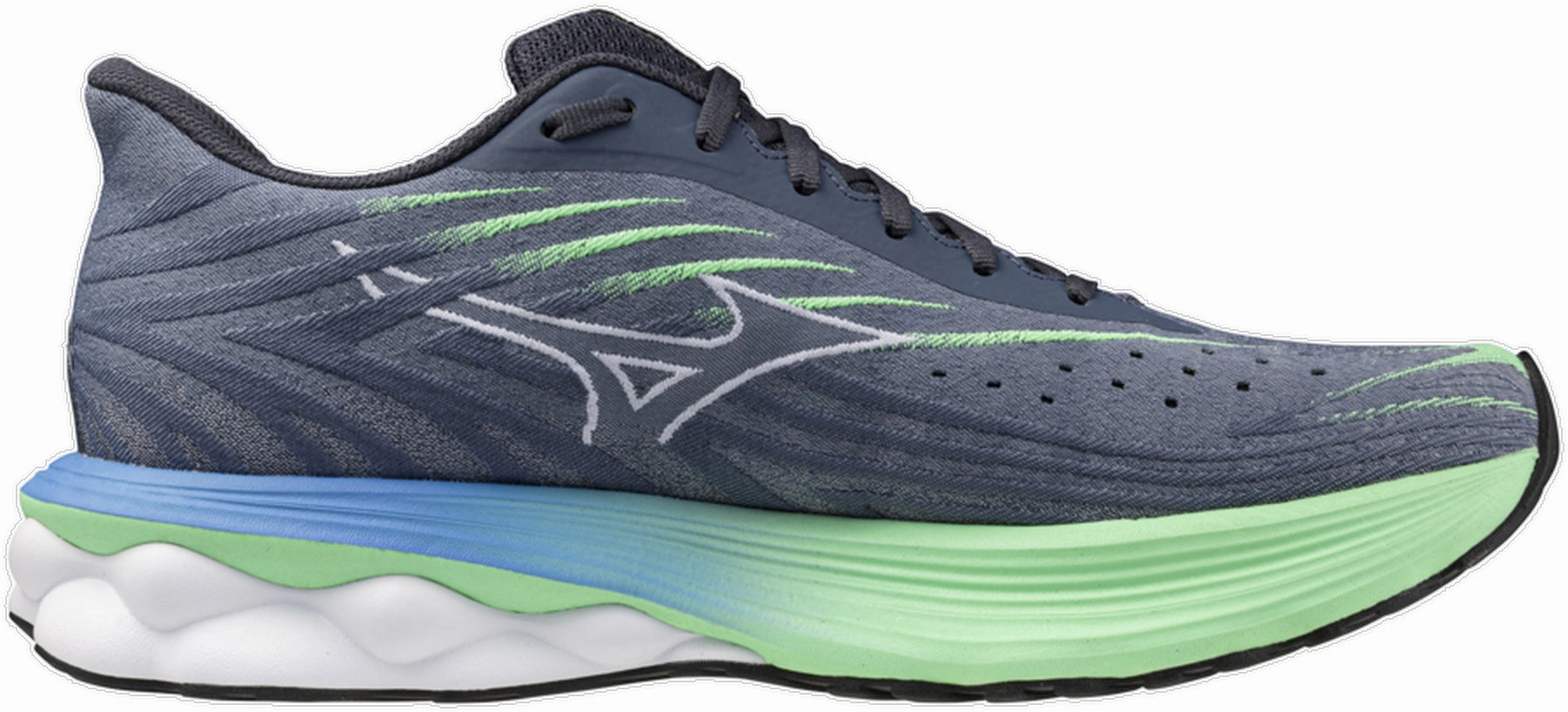 Mizuno Wave Skyrise 6 Mens Running Shoes - Blue running with a durable outsole