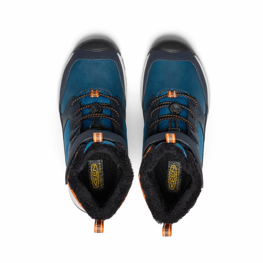 Big Kids' Skua Waterproof Winter Boot  |  Sky Captain/Gold Flame Sturdy Construction Ankle Support