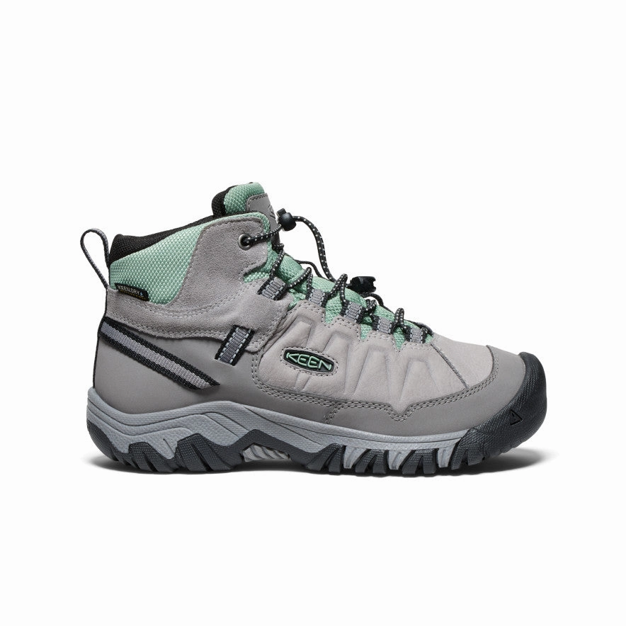 Big Kids' Targhee IV Waterproof Hiking Boot  |  Alloy/Granite Green Wide toe box Stable base