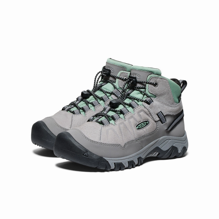 Big Kids' Targhee IV Waterproof Hiking Boot  |  Alloy/Granite Green Shock Absorbing Ergonomic Design