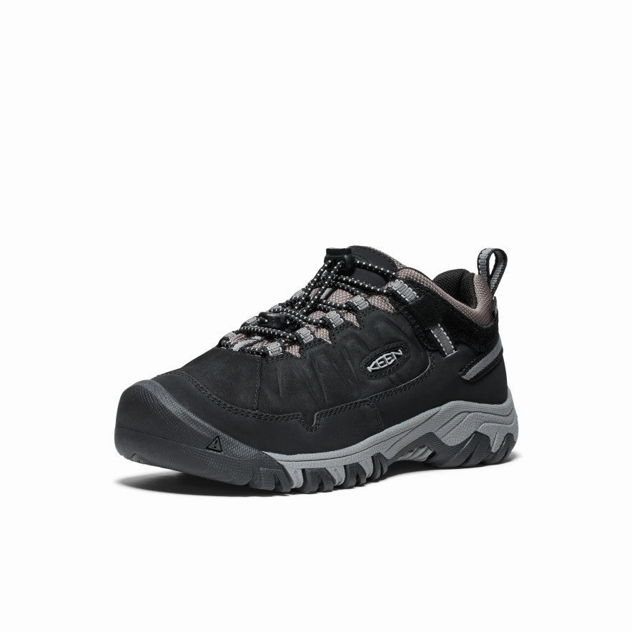 Big Kids' Targhee IV Waterproof Hiking Shoe  |  Black/Steel Grey Comfortable Heel Cup