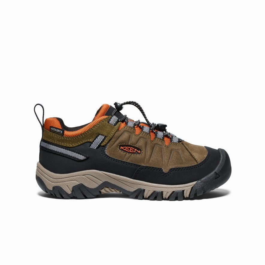 Trail Specific Design Big Kids' Targhee IV Waterproof Hiking Shoe  |  Dark Olive/Gold Flame