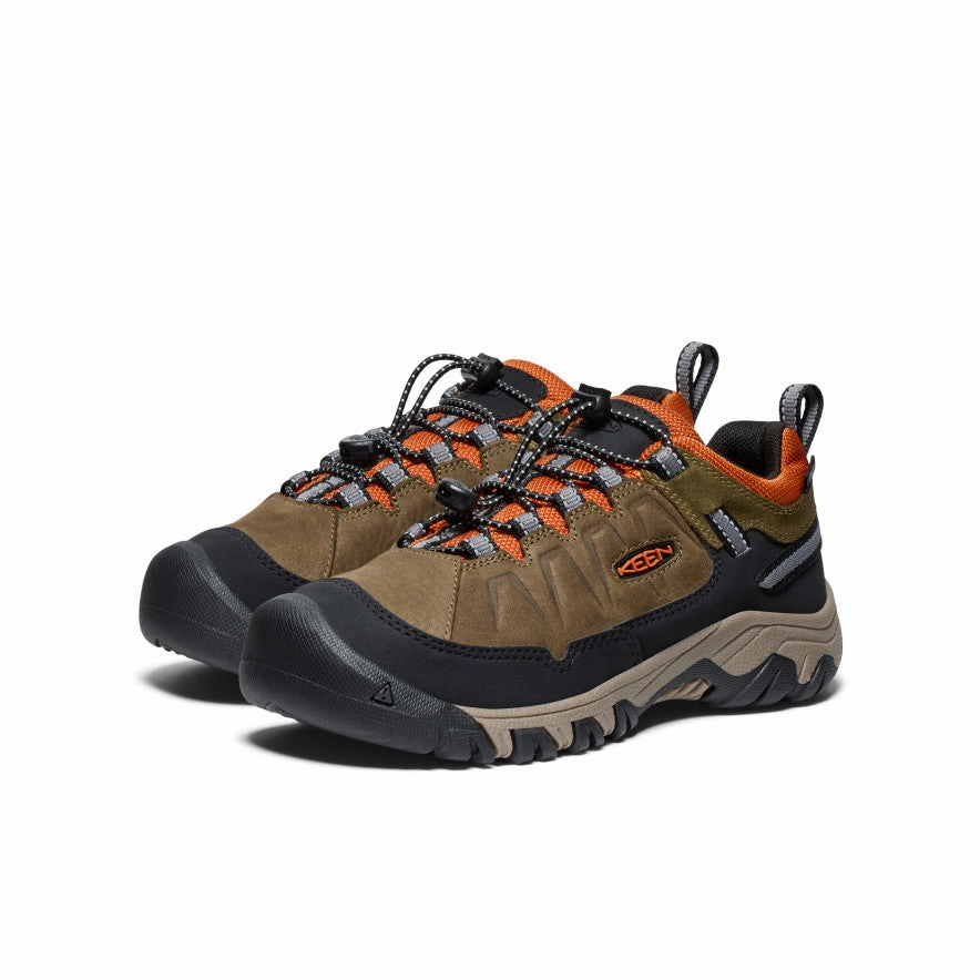 Big Kids' Targhee IV Waterproof Hiking Shoe  |  Dark Olive/Gold Flame Breathable mesh
