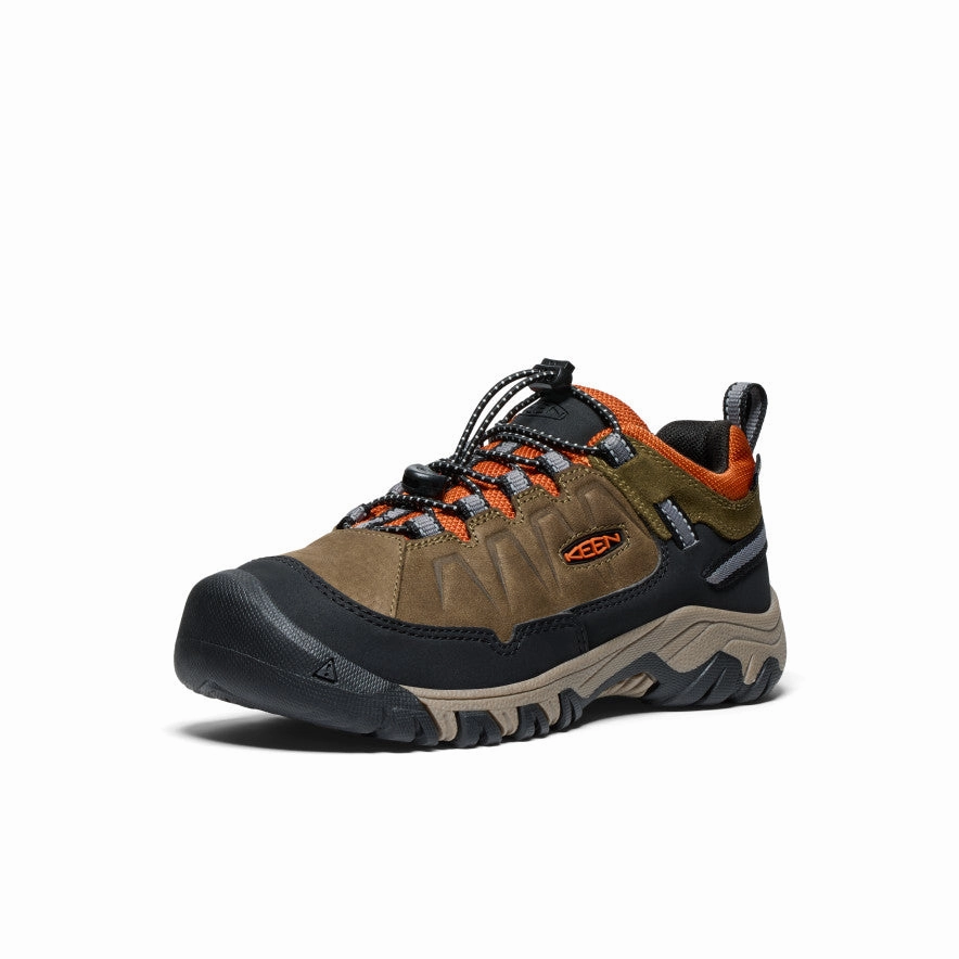 removable insoles Big Kids' Targhee IV Waterproof Hiking Shoe  |  Dark Olive/Gold Flame