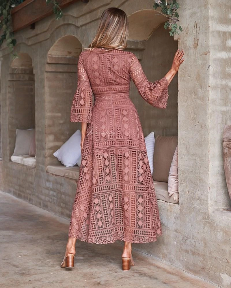 Boho High Low Dress - Mauve (Final Sale) Breathable Style Cafe Vibe