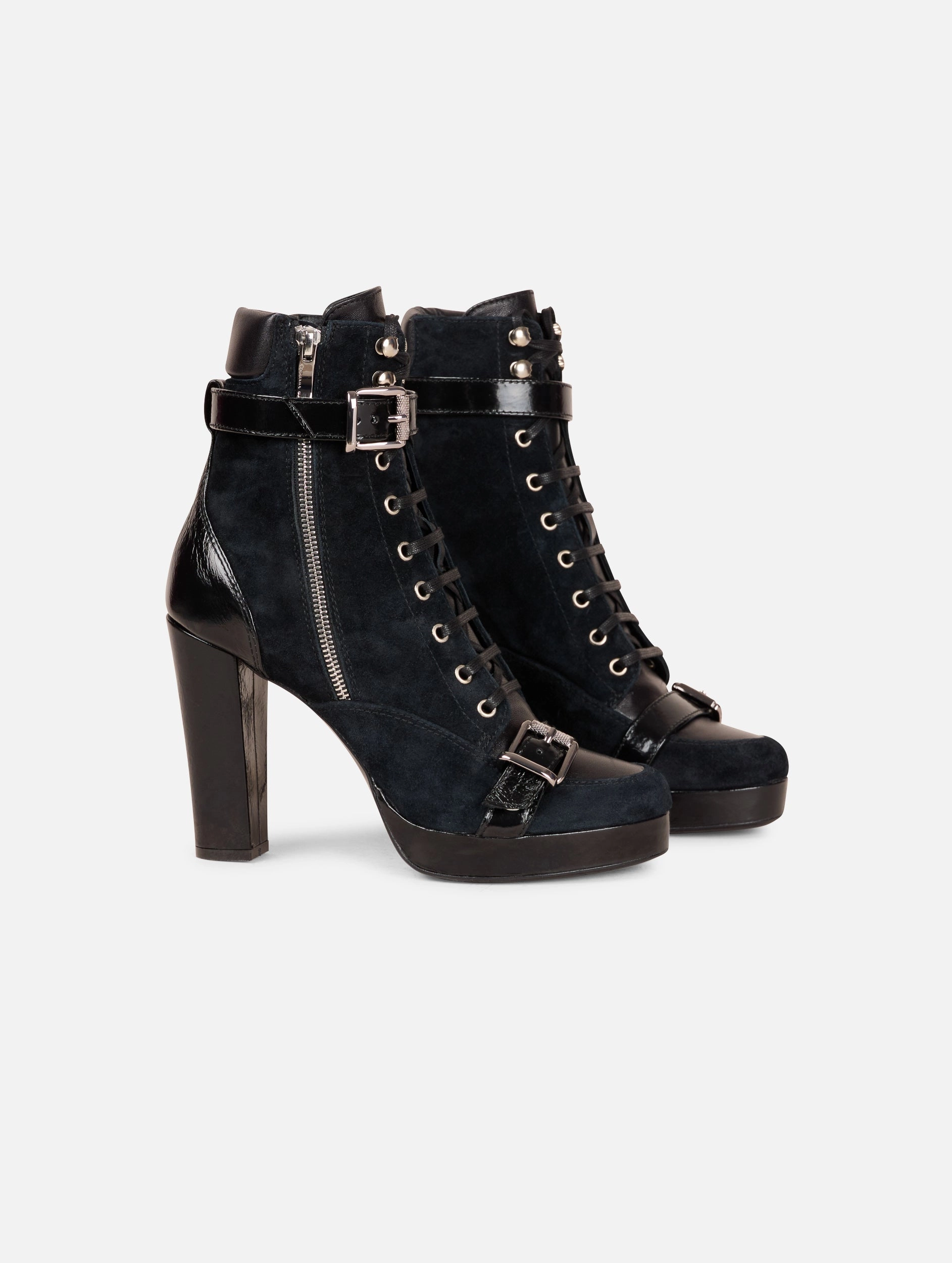 Cold-resistant Side Zip Bottines "RANGERS" ?? talons en daim et cuir noir