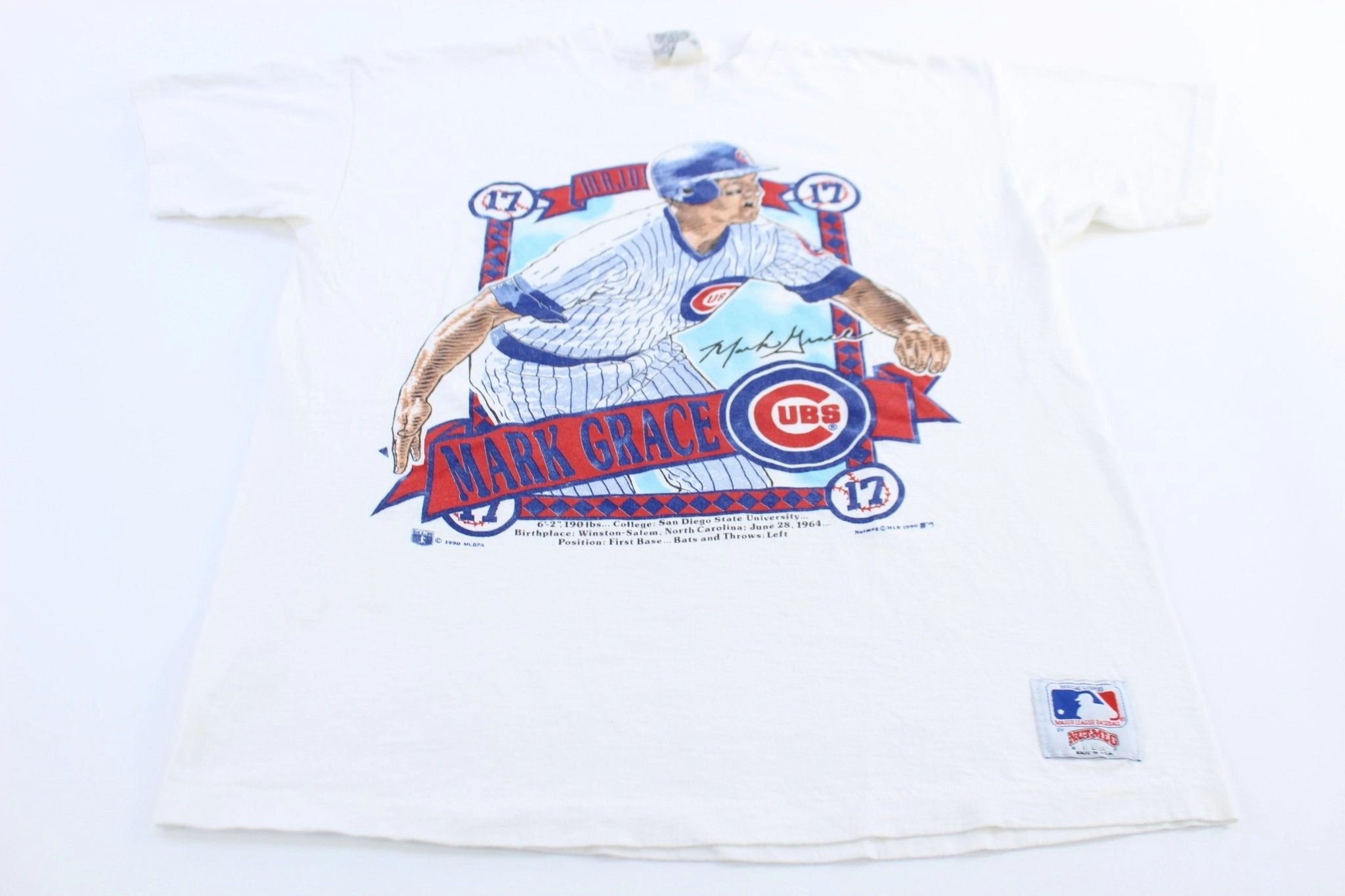 1990 Chicago Cubs Mark Grace Nutmeg Graphic T-Shirt Light Layer Elastic waist