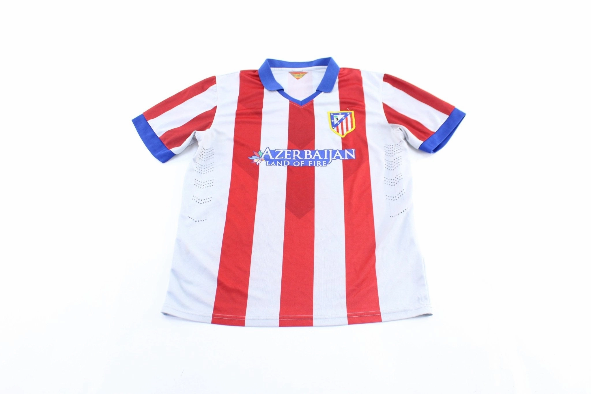 Atletico Madrid Embroidered Patch Striped Soccer Jersey Bold Colorway