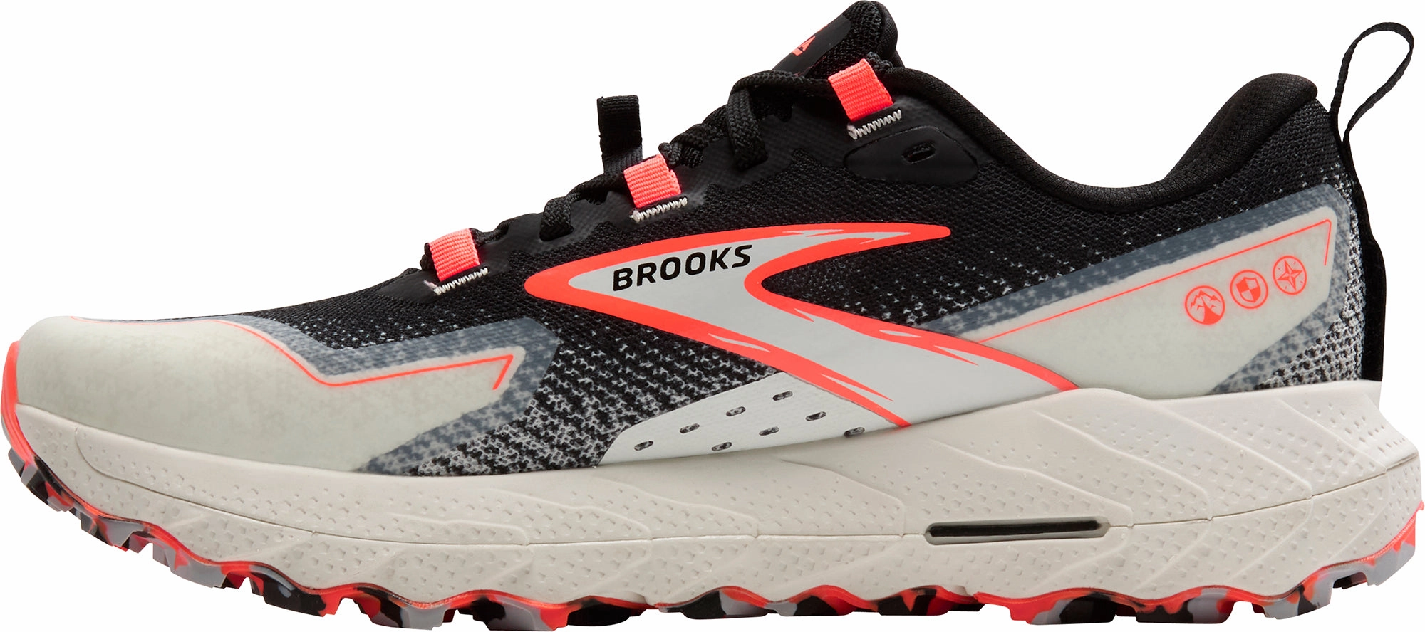 Brooks Cascadia 18 Womens Trail Running Shoes - Black running with headphones Footbed Relief