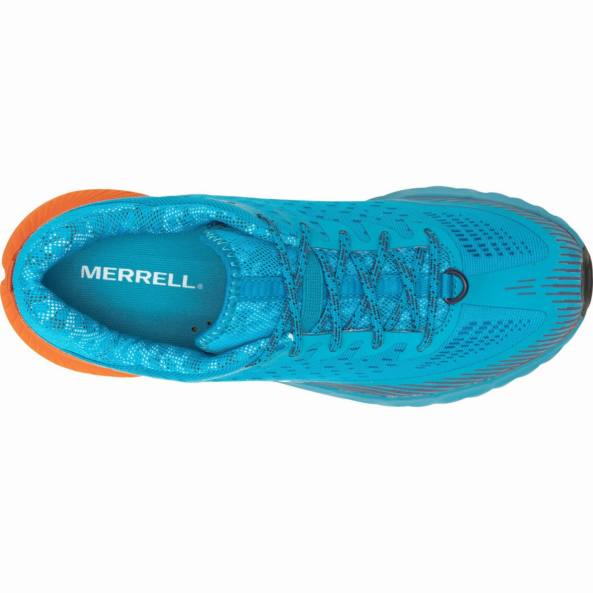running for a form of meditation BlownRubberOutsole Merrell Agility Peak 5 Womens Trail Running Shoes - Blue