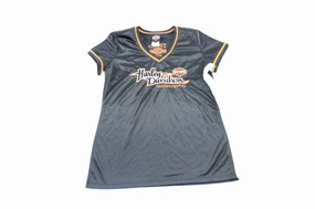 Layered Panel Design Reflective Trim Detail Women's Harley Davidson Motorcycles Embroidered Dallas, Texas Jersey