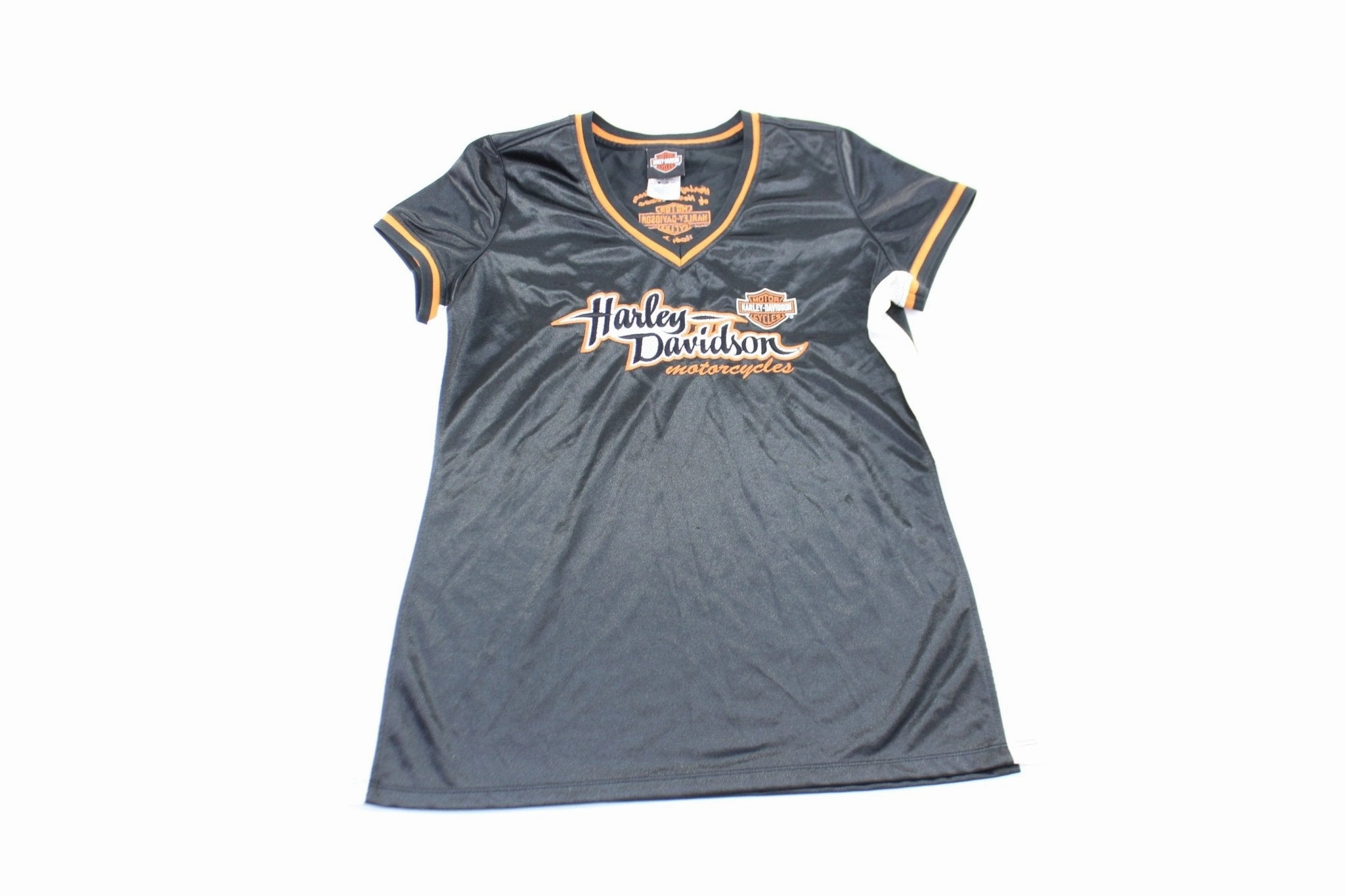 Layered Panel Design Reflective Trim Detail Women's Harley Davidson Motorcycles Embroidered Dallas, Texas Jersey