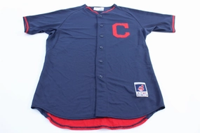 Majestic Cleveland Indians Baseball Jersey Double Layered Hem Hypoallergenic Processing