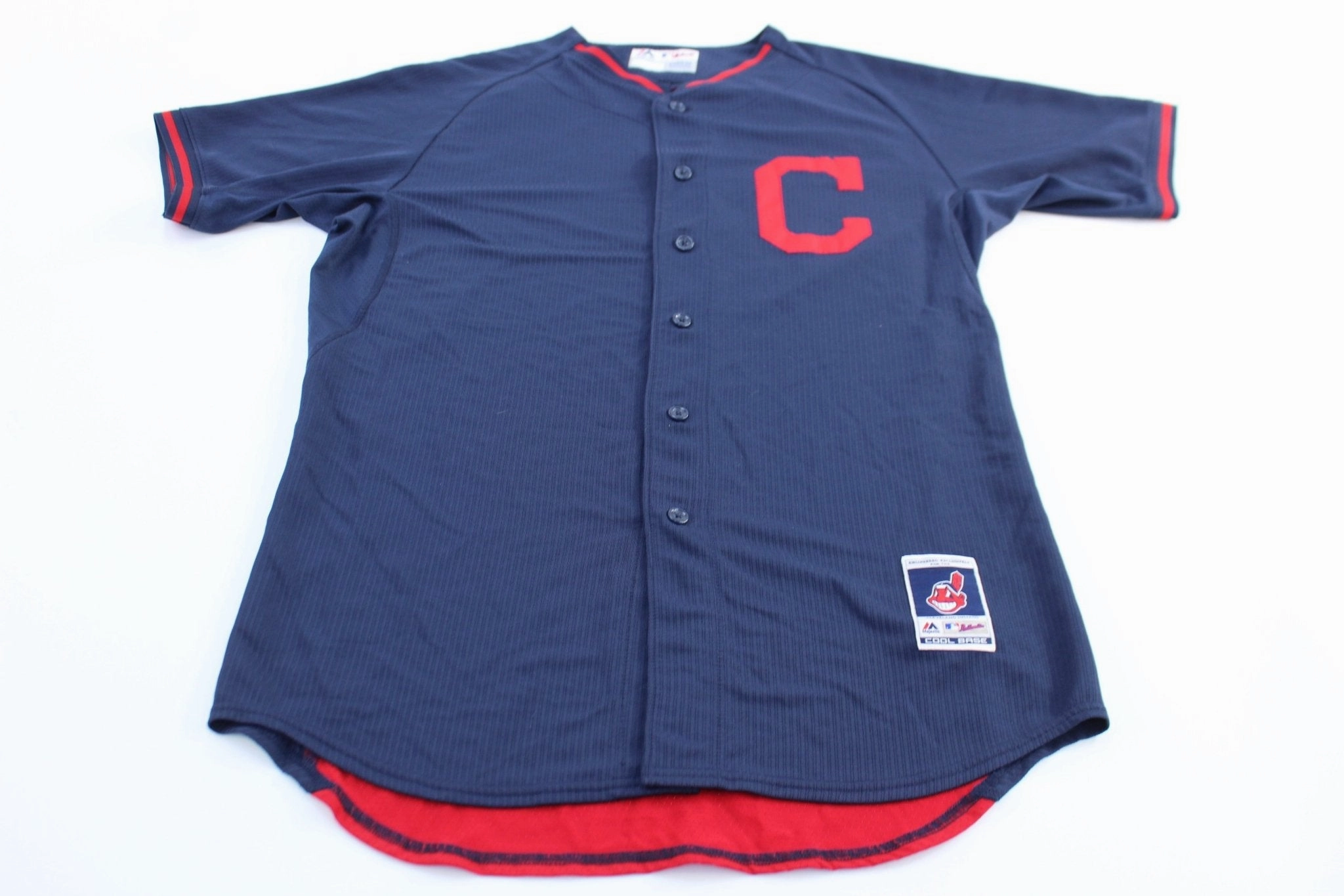 Majestic Cleveland Indians Baseball Jersey Double Layered Hem Hypoallergenic Processing