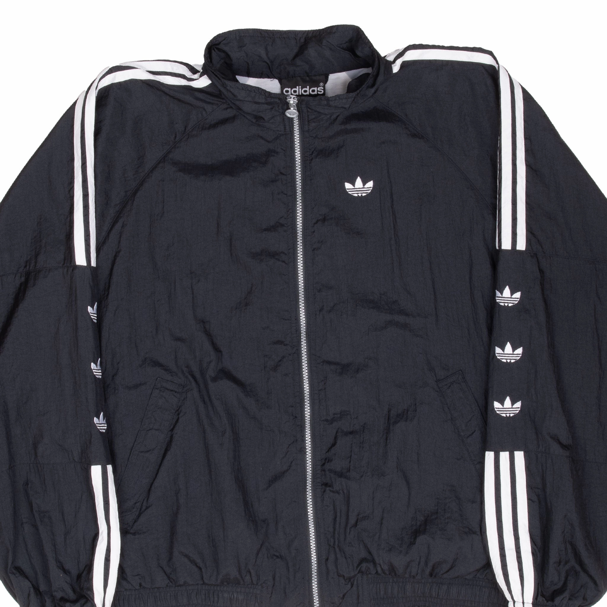 suitable for stage shows Modern VINTAGE ADIDAS BLACK 3 STRIPES WINDBREAKER JACKET 1990S XL