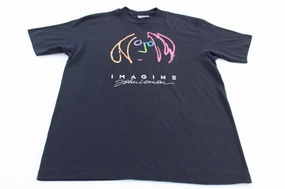 High Durability Weave Comfort Fit Design 80's John Lennon Imagine Doodle Graphic T-shirt