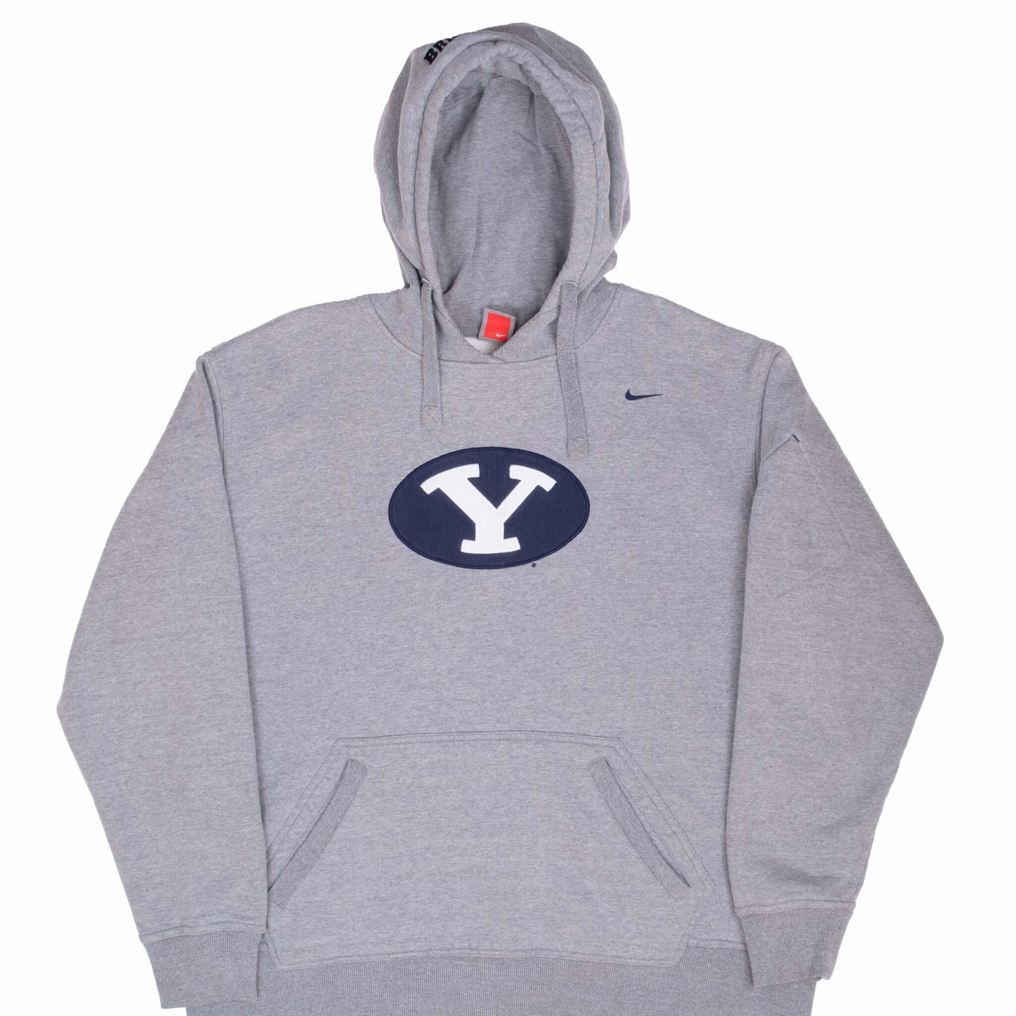 windproof Chill Layer VINTAGE NIKE NCAA BYU BRIGHAM YOUNG GREY HOODIE SWEATSHIRT 2000S XL