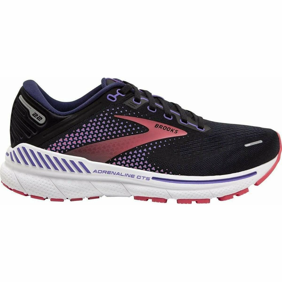 Brooks Adrenaline GTS 22 Womens Running Shoes - Black Seamless Knit Construction