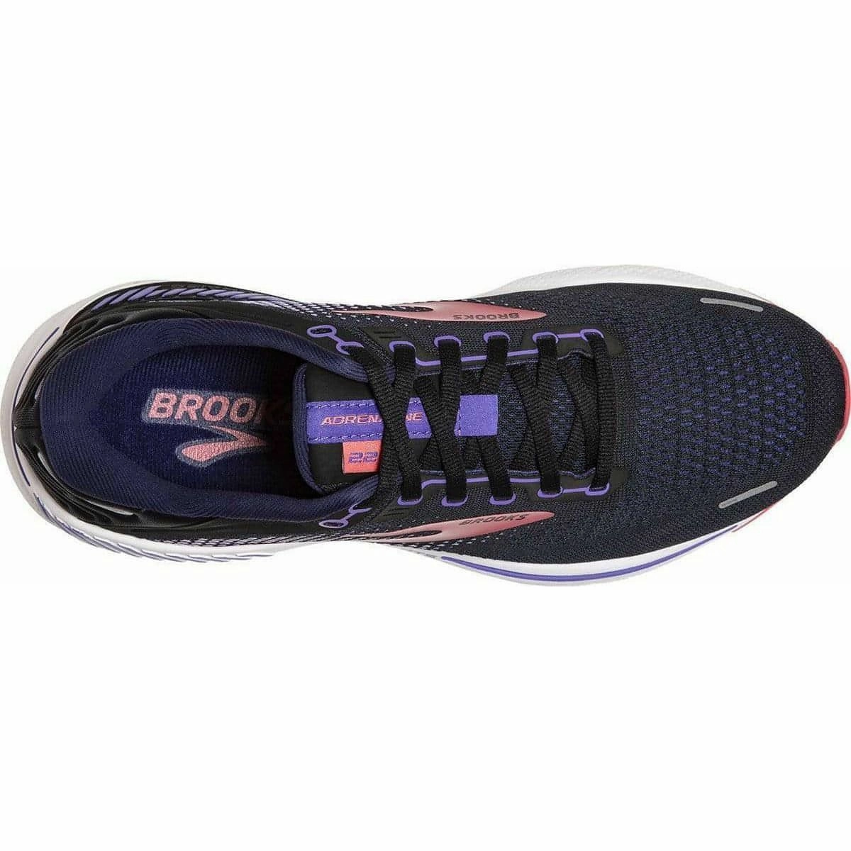 Brooks Adrenaline GTS 22 Womens Running Shoes - Black Collapsible Heel Design Orthotic Compatible Footbed