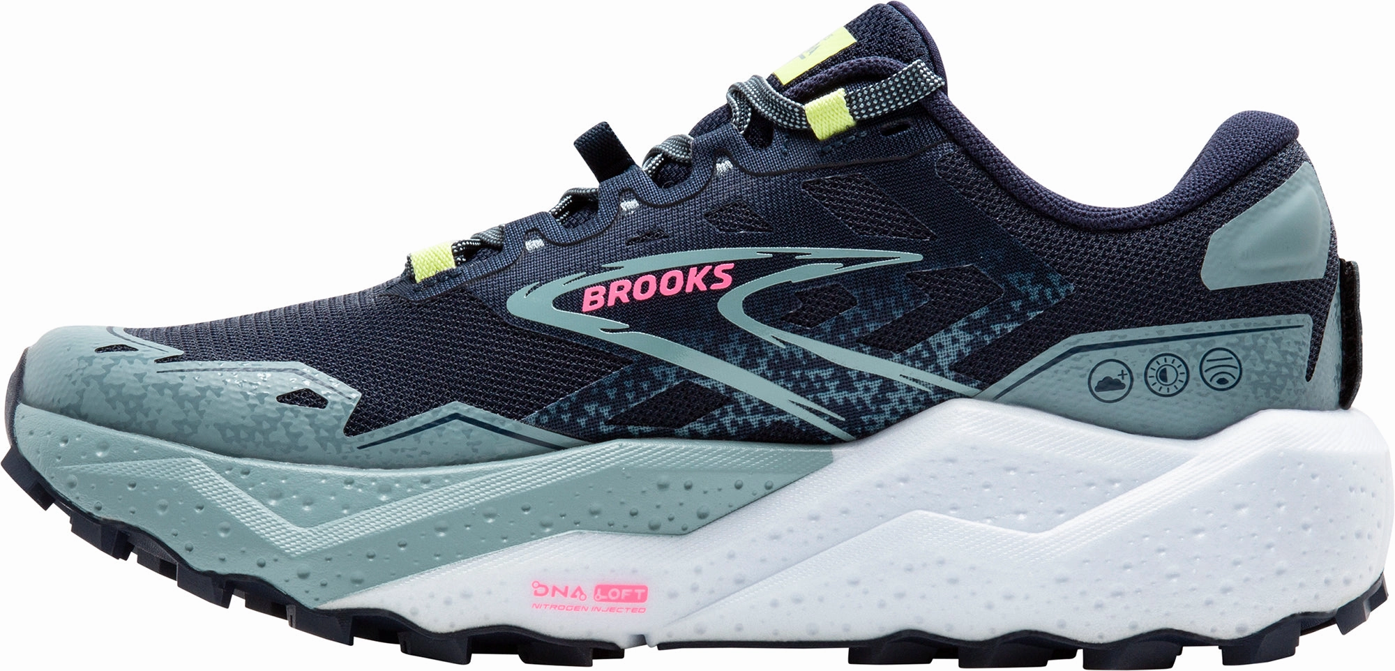 Reinforced Ankle Collar premium - quality all - weather shoes Brooks Caldera 7 Womens Trail Running Shoes - Navy