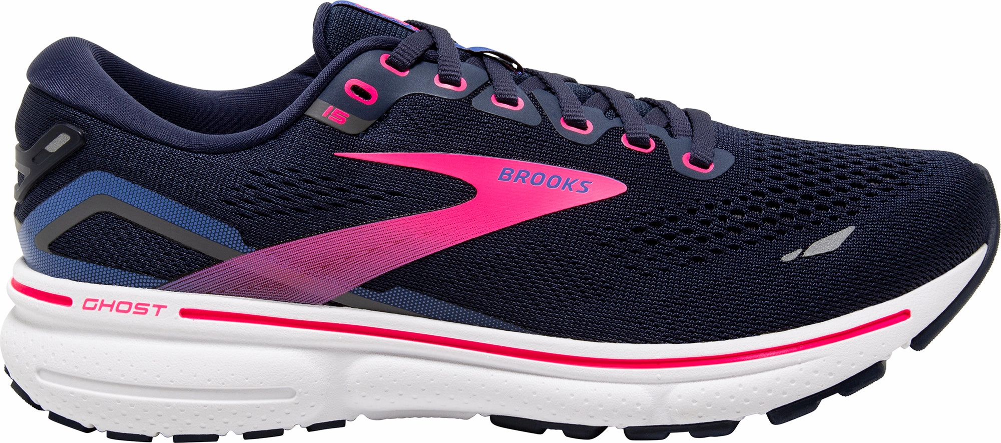 Brooks Ghost 15 Womens Running Shoes - Navy Stride Smoothing Plate