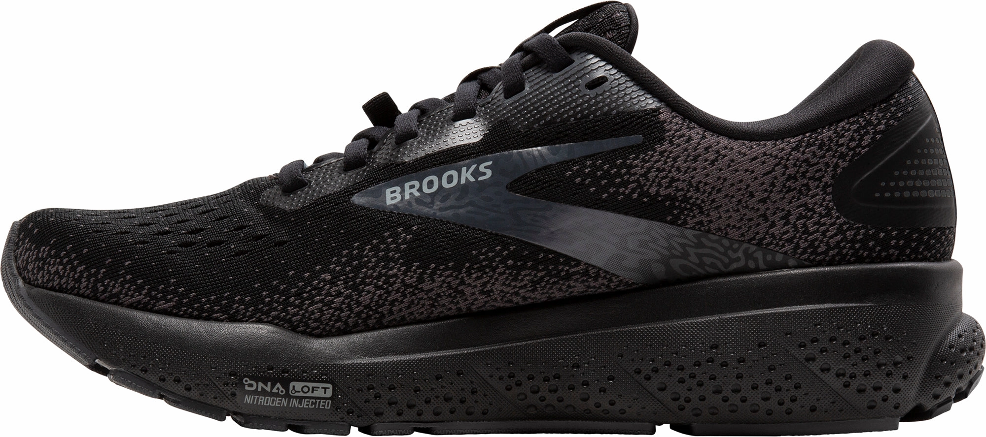 running on asphalt recycled - materials Brooks Ghost 16 GORE-TEX Mens Running Shoes - Black