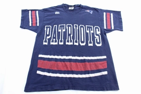 90's New England Patriots Curtis Martin Pro Player T-Shirt Layered Collar Tubular Knit Structure