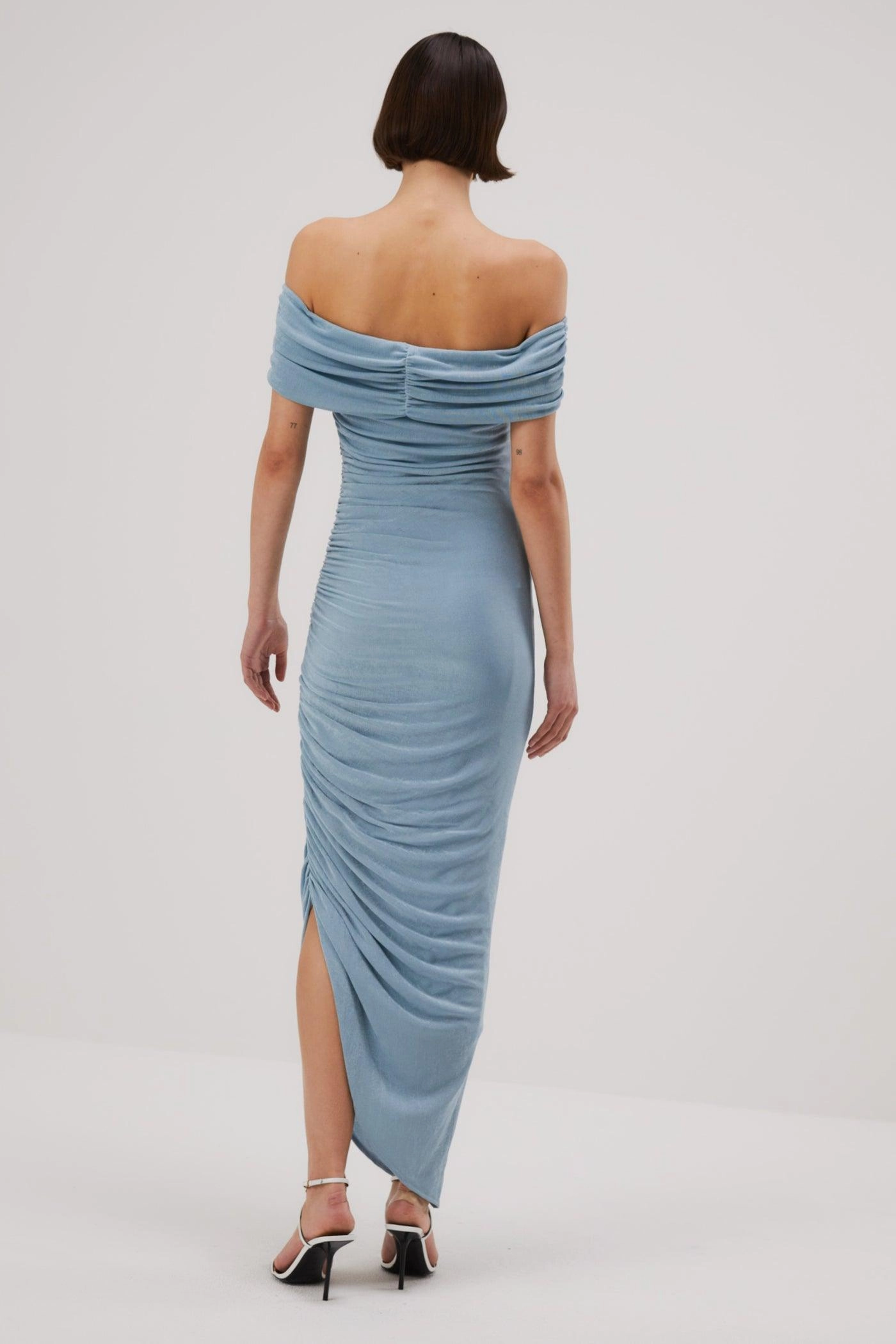 Misha Keoni Slinky Jersey Midi Dress - Sterling Blue Nature Bloom Floor-Length