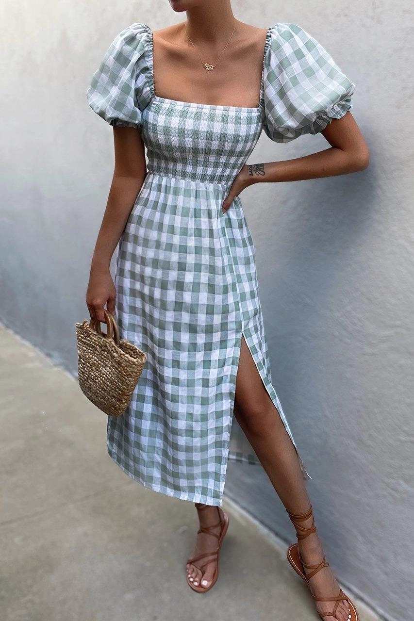 Coastal Chic Arvada Dress - Sage Check