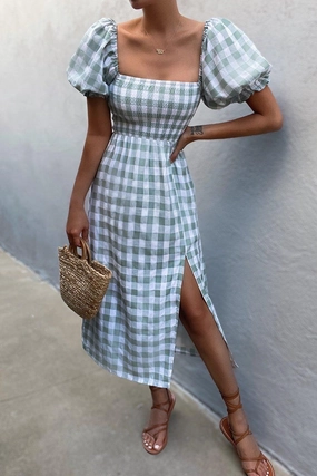 Coastal Chic Arvada Dress - Sage Check