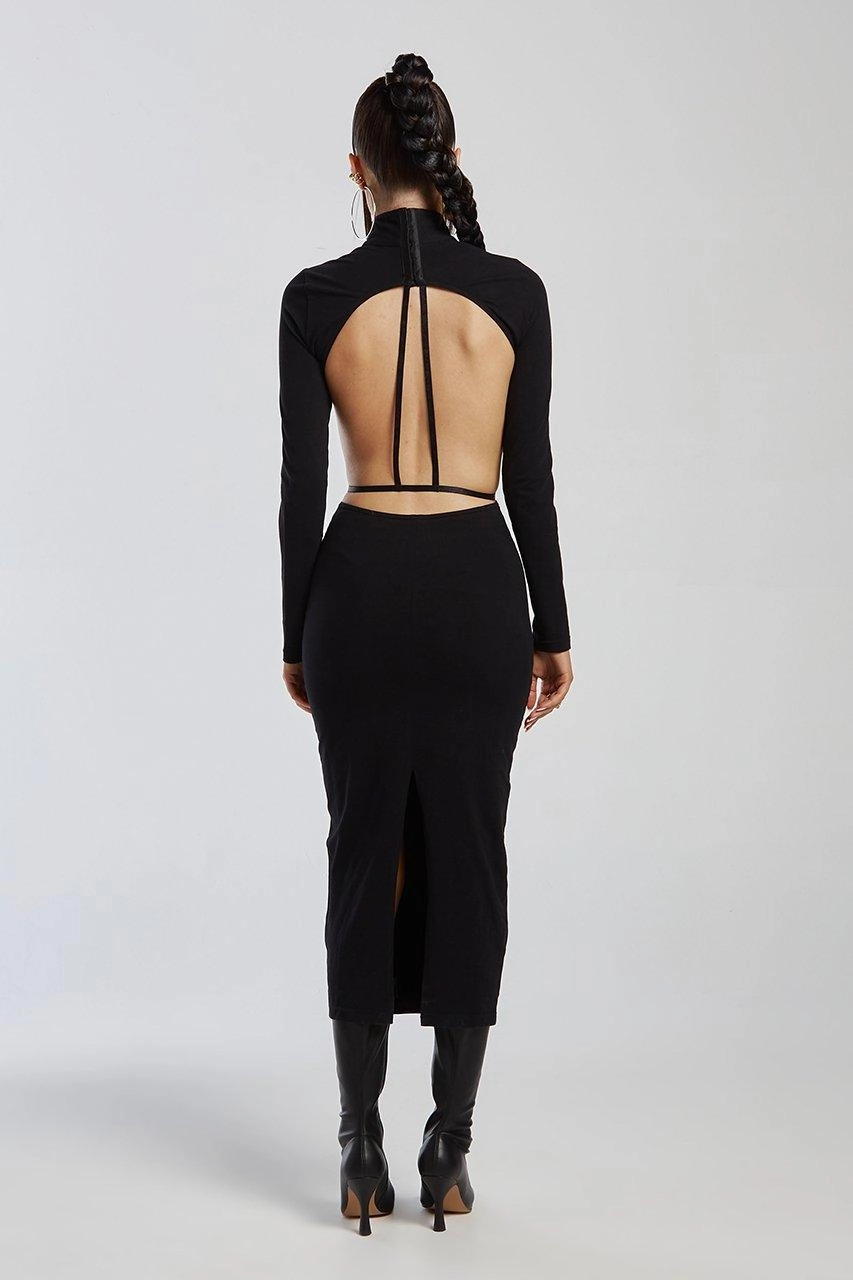 Valerie Midi Dress - Black Relaxed Look