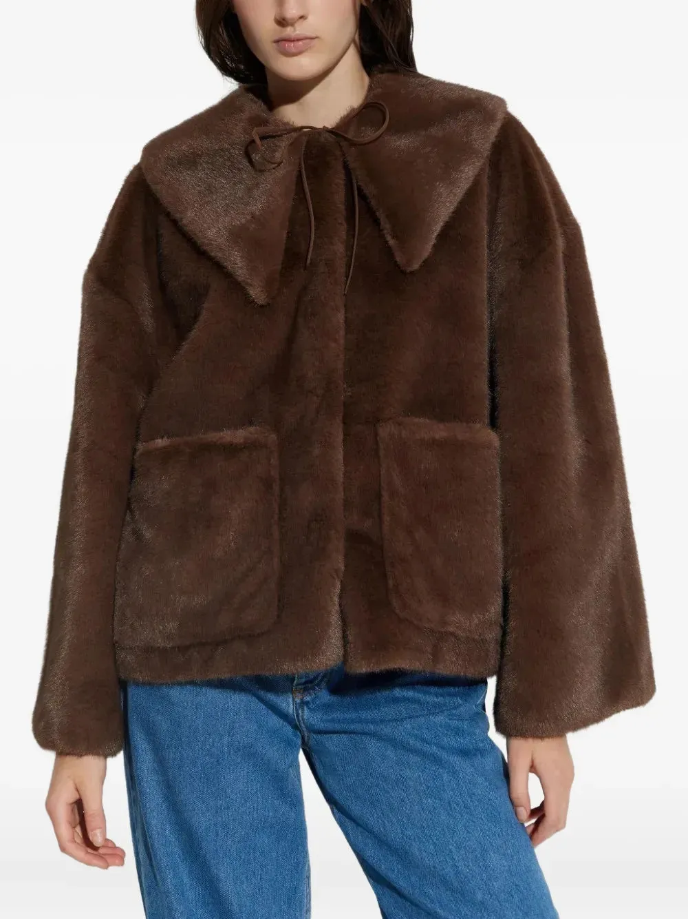 Jacquie Faux Fur Jacket in Carafe Fade Resistant Dye Commend