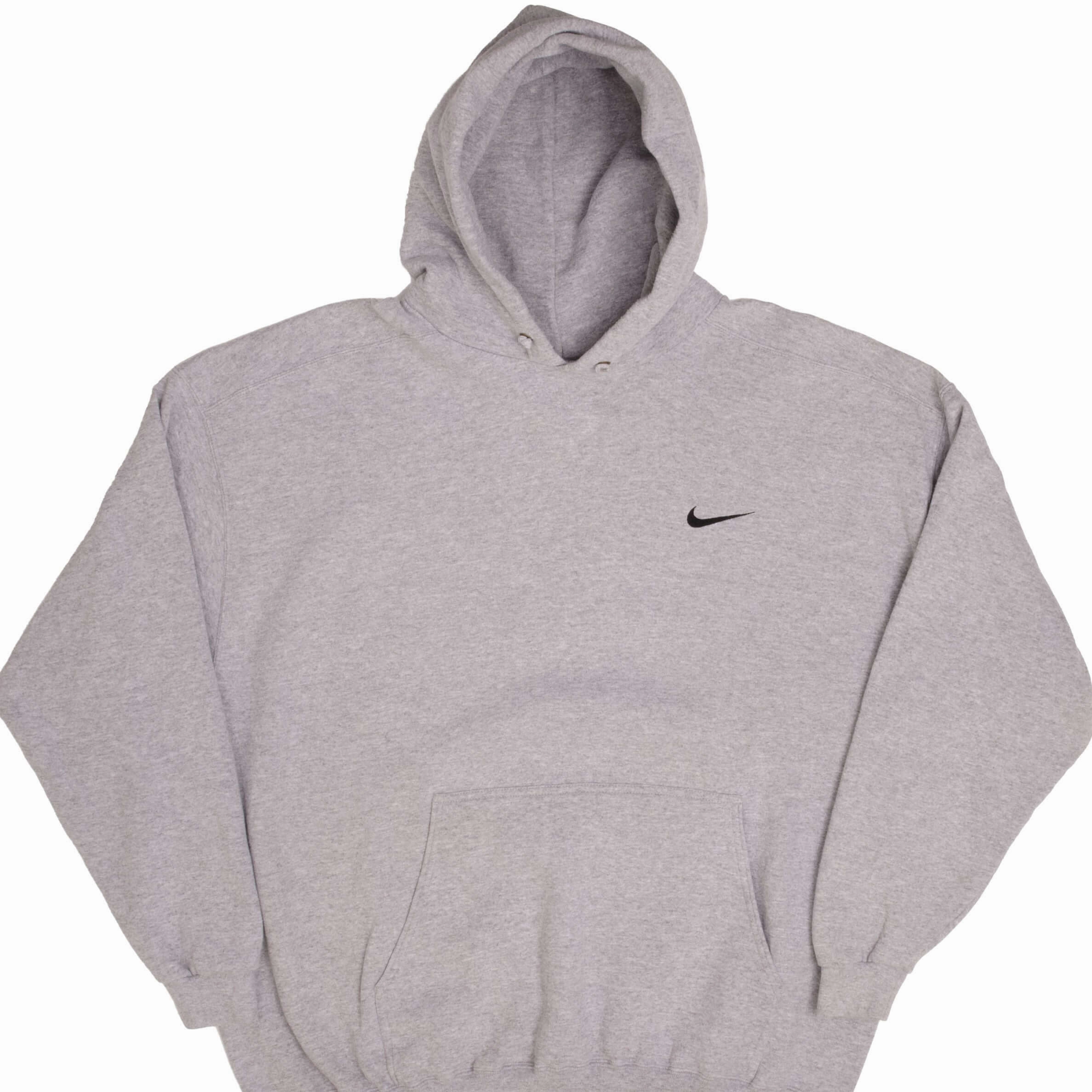 VINTAGE NIKE CLASSIC SWOOSH GREY HOODIE SWEATSHIRT 1990S SIZE XL MADE IN USA Layered Comfort Essential Active