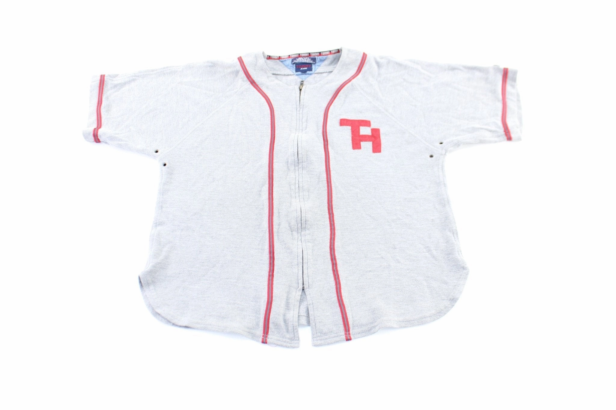 Move Fast Ventilated Side Gussets Tommy Hilfiger Embroidered Logo Grey Zip Up Jersey