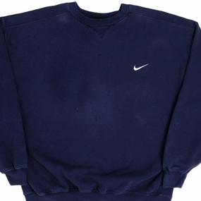 VINTAGE CLASSIC NIKE SWOOSH BLUE HEAVYWEIGHT SWEATSHIRT 90s XL NAVY Smart Layer Cozy Chic