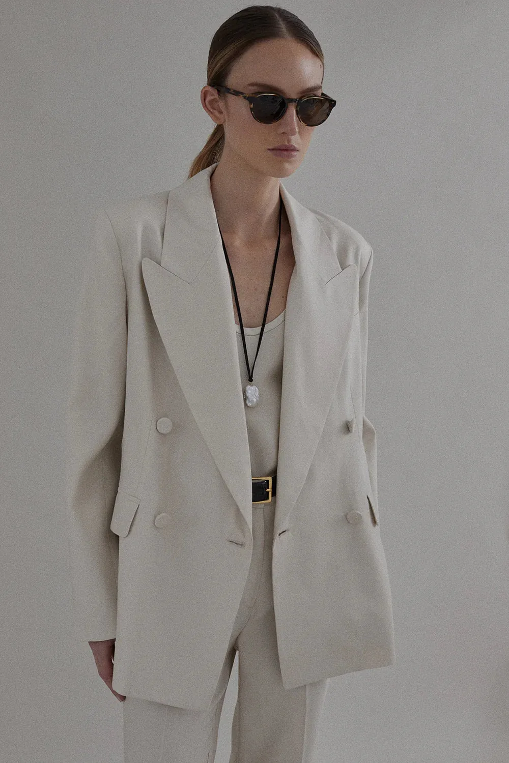 Costanza Blazer in Oyster Celebrate platform