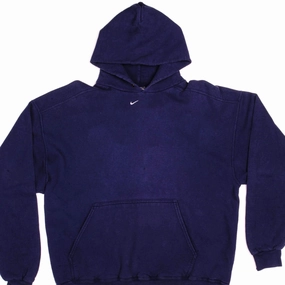 Cozy Warmth Blend VINTAGE NIKE BLUE CENTER SWOOSH HOODIE SWEATSHIRT 1990S LARGE MADE IN USA