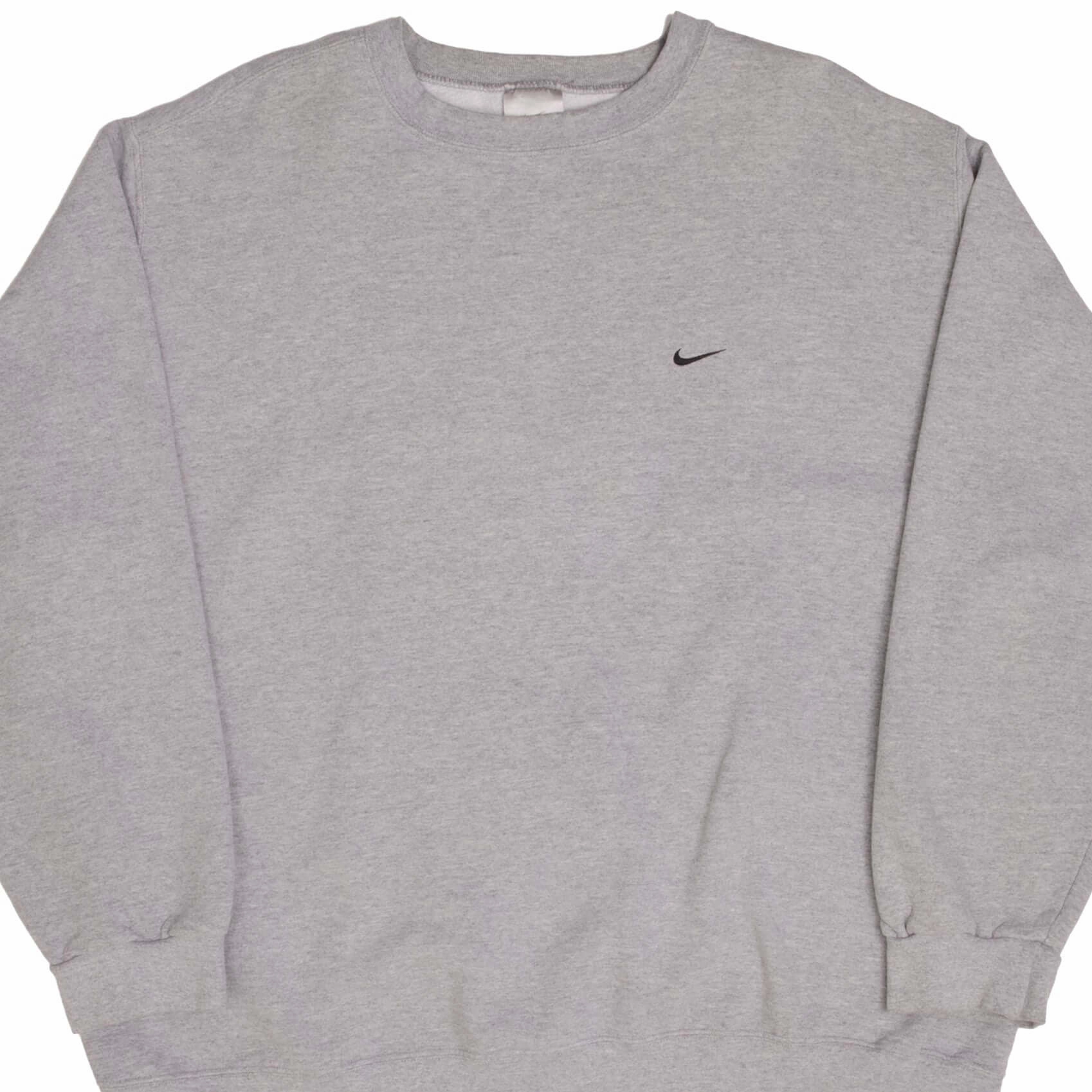 Chilly Day Wear VINTAGE NIKE CLASSIC SWOOSH GREY SWEATSHIRT 2000S SIZE 2XL