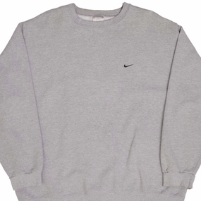 Chilly Day Wear VINTAGE NIKE CLASSIC SWOOSH GREY SWEATSHIRT 2000S SIZE 2XL