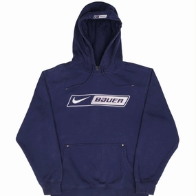 good for gym sessions VINTAGE NIKE BAEUR HOCKEY NAVY BLUE HOODIE SWEATSHIRT 2000S SIZE MEDIUM