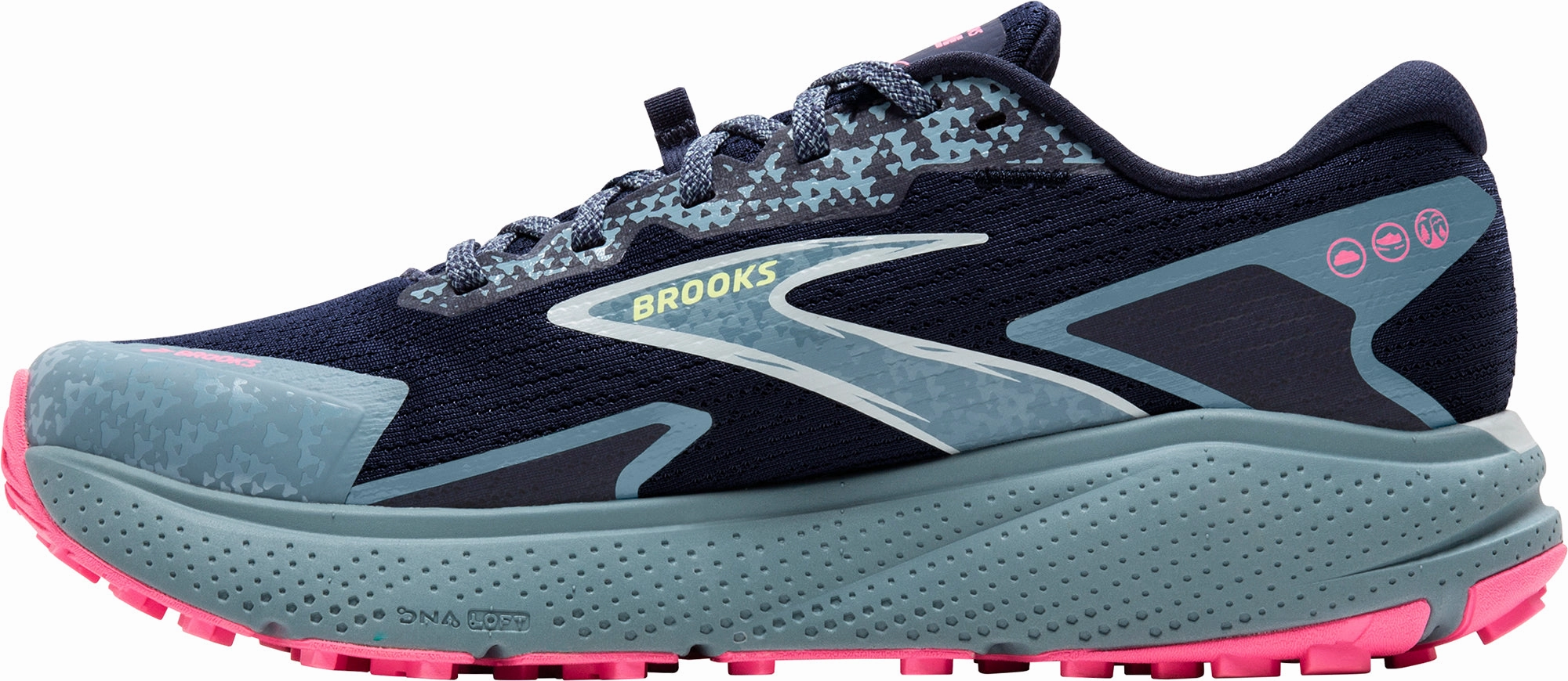 angular outsole running shoes Brooks Divide 5 Womens Trail Running Shoes - Blue