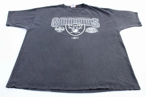 Comfortable Shape Geometric Print Reebok Oakland Raiders Football 2002 AFC Champions T-shirt