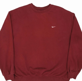Street Casual VINTAGE RED BURGUNDY NIKE CLASSIC SWOOSH SWEATSHIRT 2000S SIZE 2XL