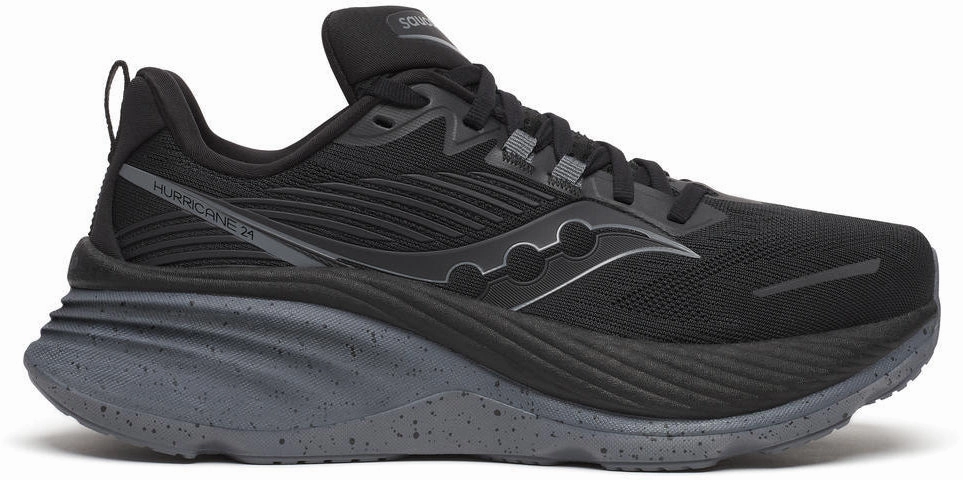 Saucony Hurricane 24 Womens Running Shoes - Black Rolling Motion Transition